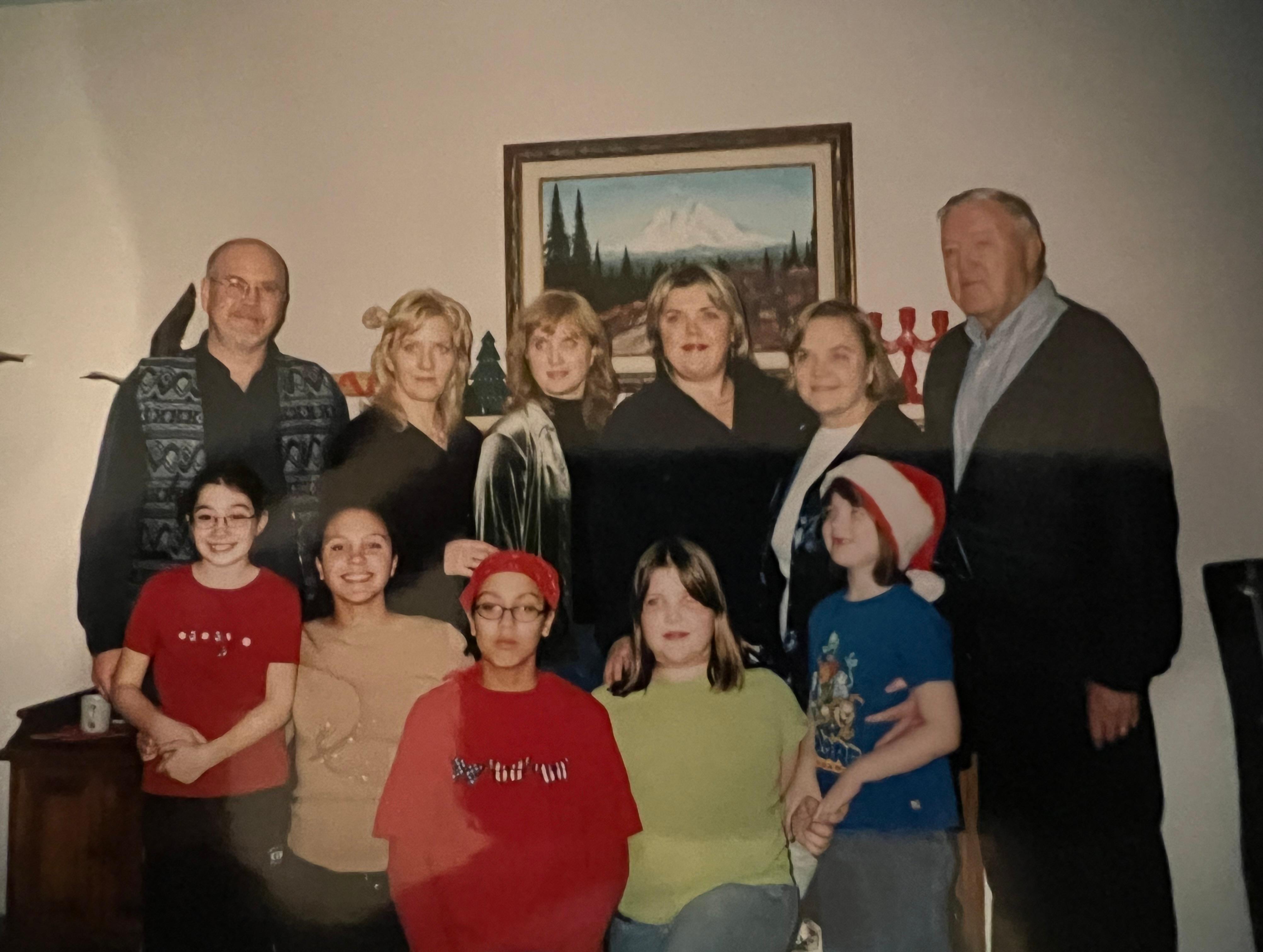 Christmas with all 5 grandchildren, Samantha, Tonya, Nicole, Amanda, and Devon.