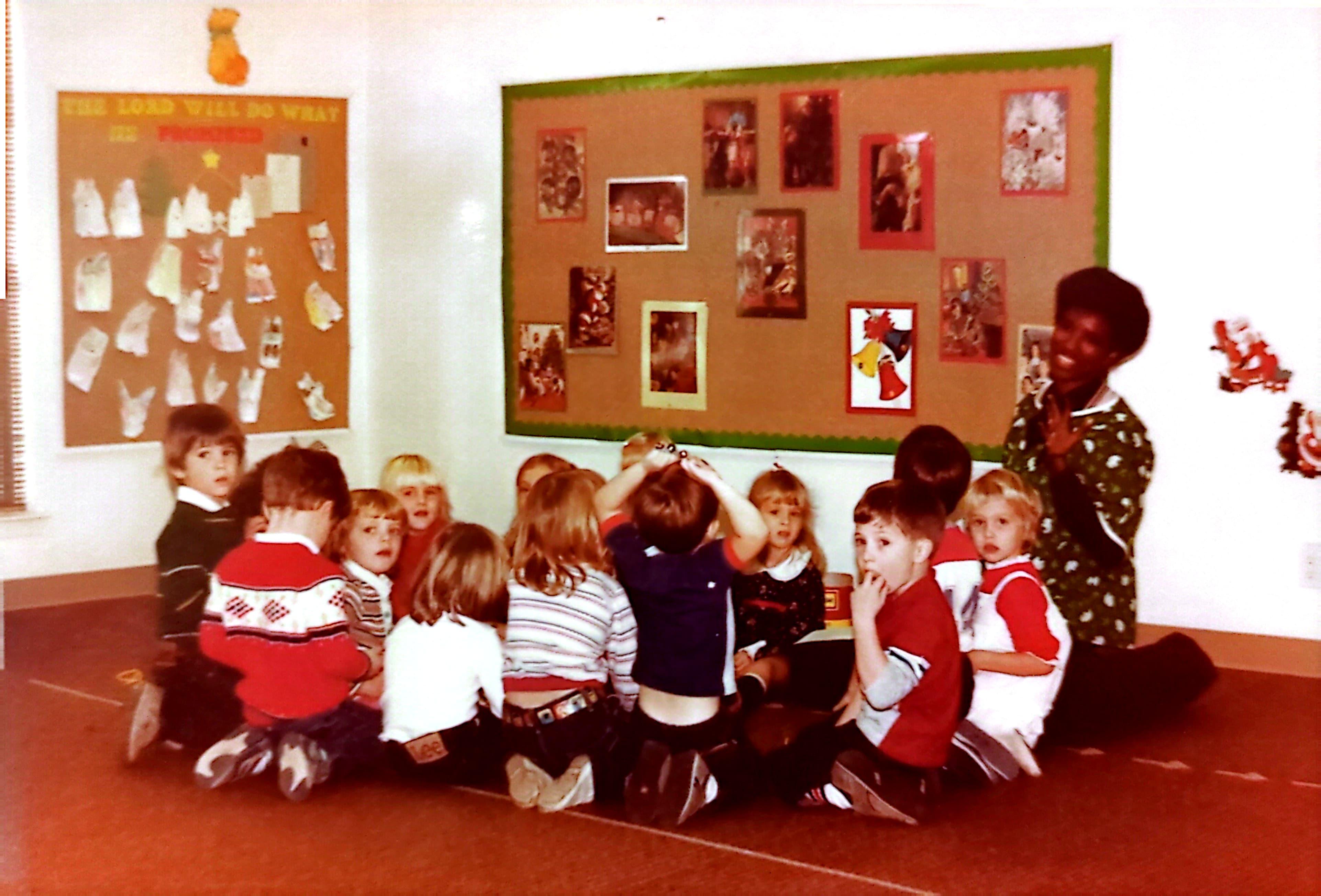 Teaching her class at Brentwood Christian School.