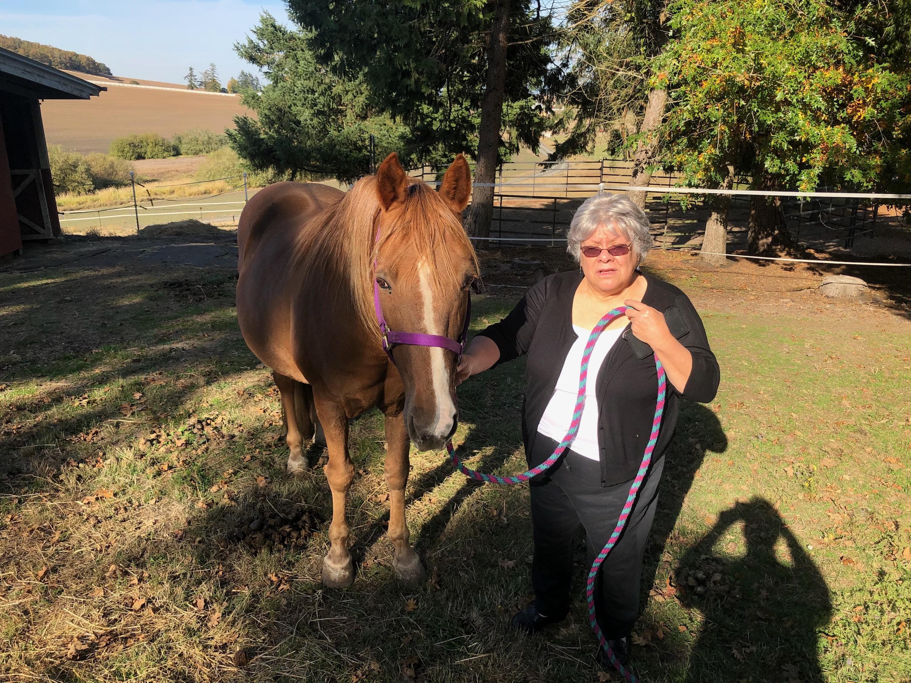 I love that even though mom was afraid of horses, she knew her granddaughter Sierra loved them and wanted to surprise Sierra with this picture. 