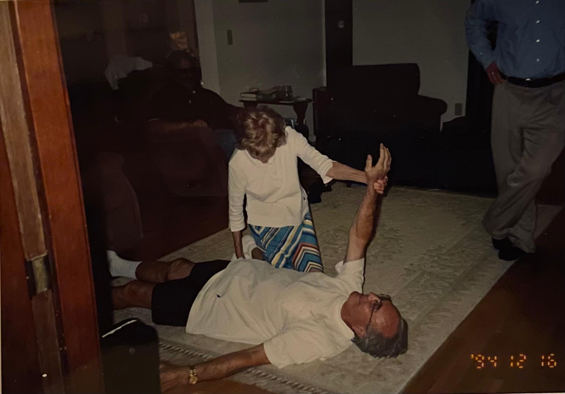 Mom doctoring Dad