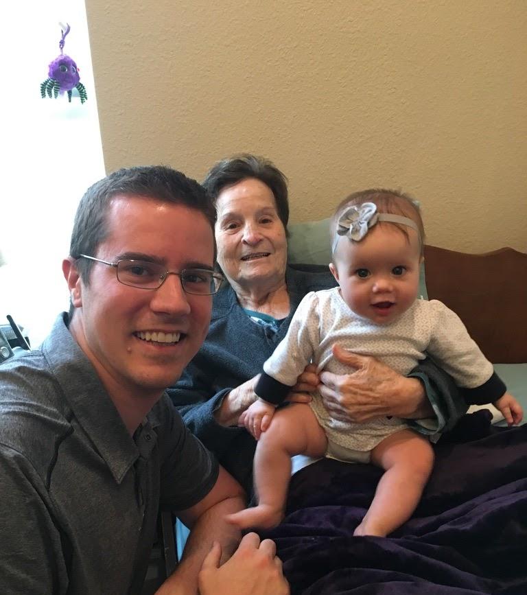 with Grandson, Chris, and grand baby Kendall