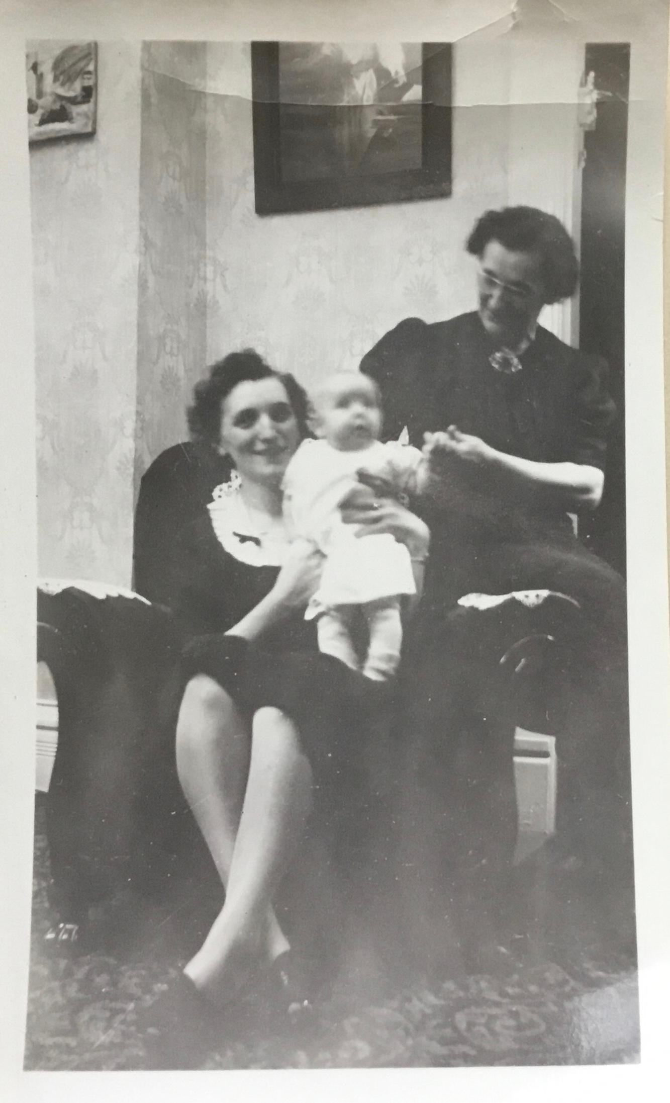 Mom with her mom and Grandma Valentine, 1943