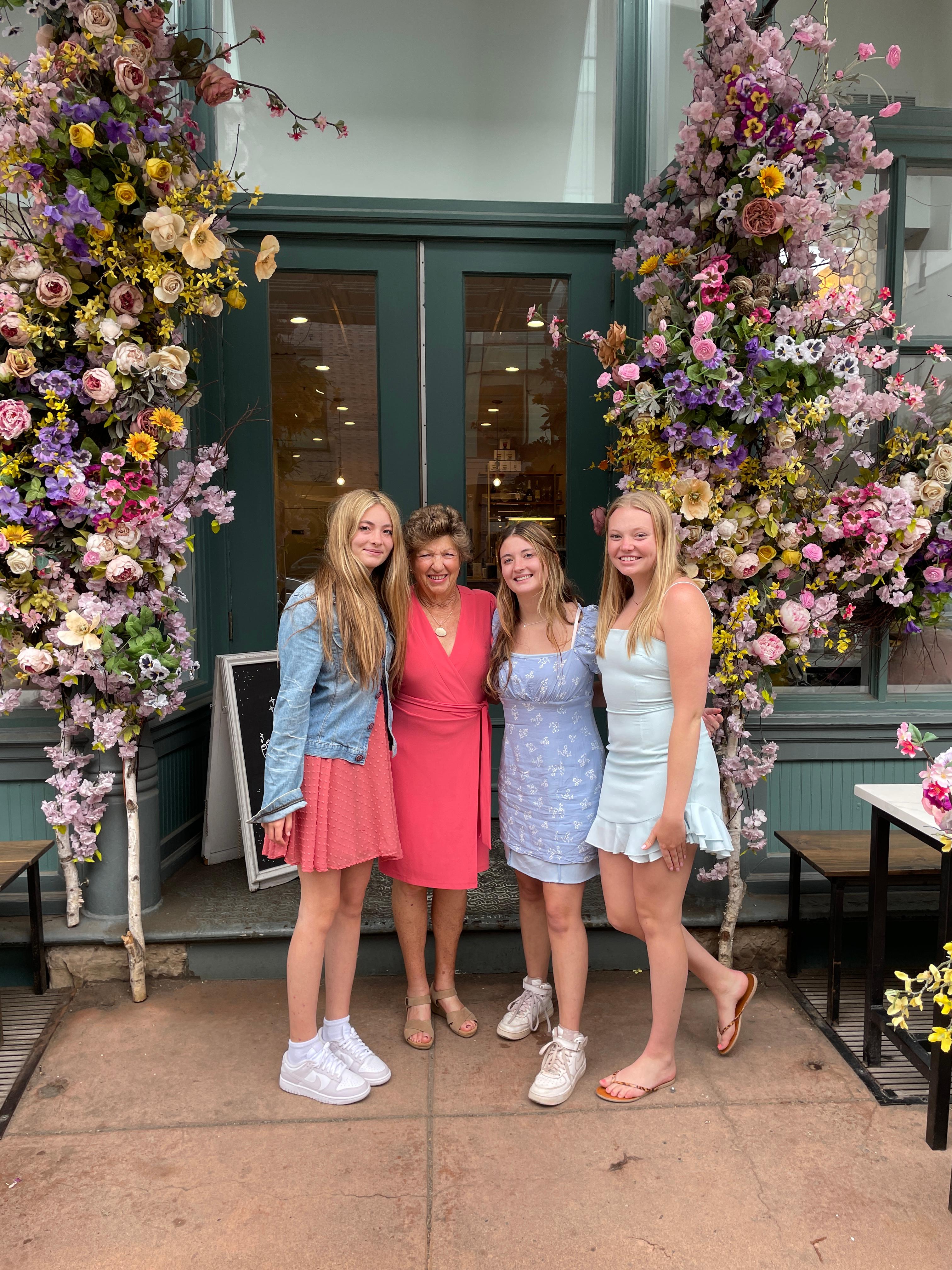 Nana and her girls celebrating Camden's birthday with afternoon tea, 2022.