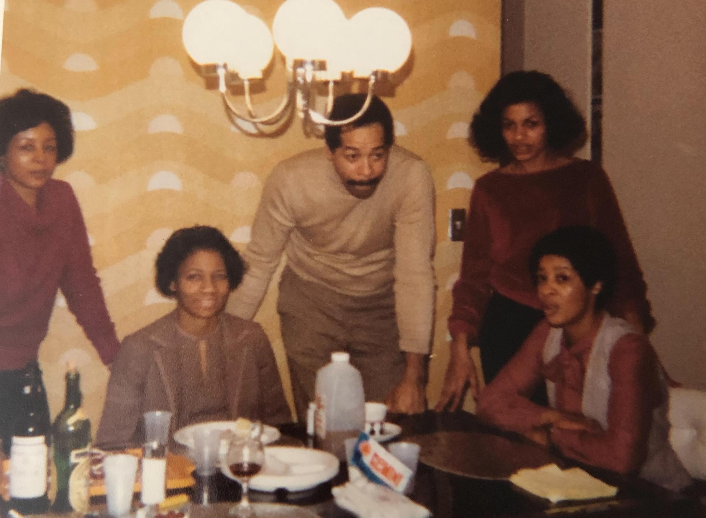 Dad and mom's sisters having dinner