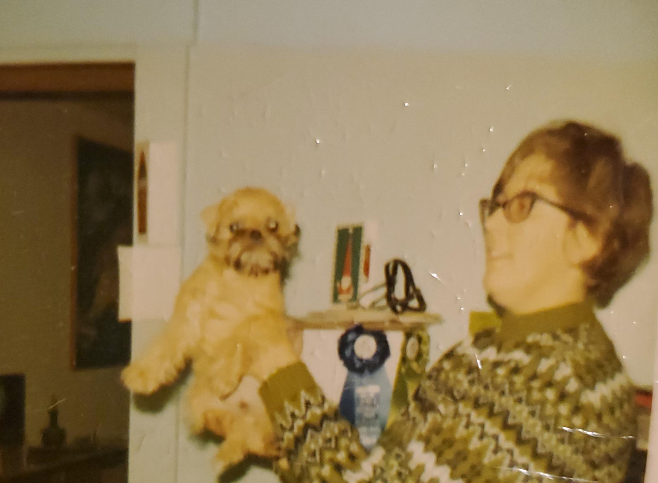 Carole with one of her first dogs- a darling Brussels Griffon. (1969 or 1970)