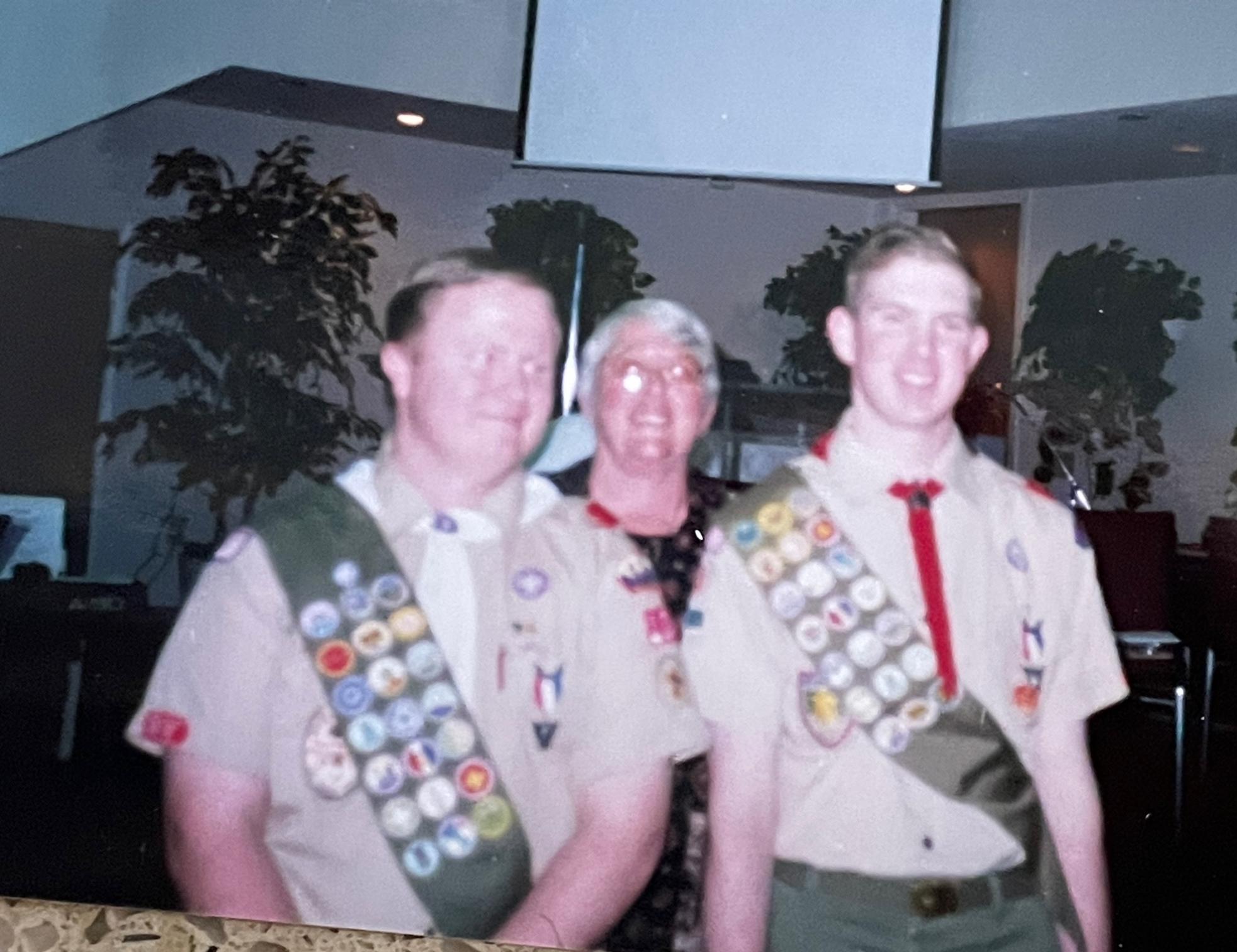 Nathan, Carole, Matthew at Matthew's Eagle Court of Honor. Nathan had previously earned his Eagle.