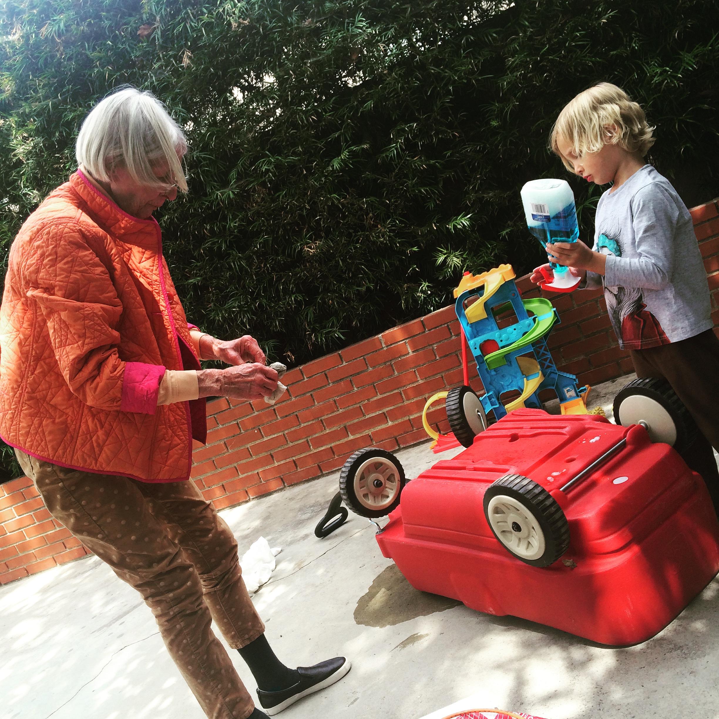 Wagon detailing with Milo. Check out the Windex! 2016 LA visit.