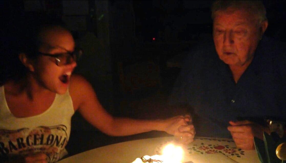 Lyman and granddaughter, Tonya, sharing a birthday wish