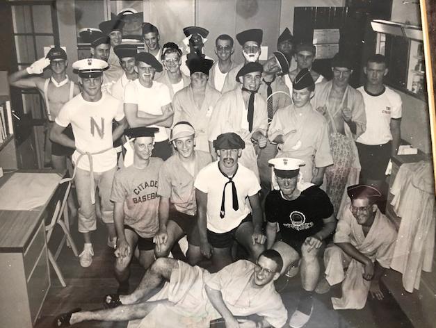 Waaay back in August of 1973 - the Citadel November Company Knobs gathered for this memorable photo. You'll find Pete in the upper right corner of this picture - just a little cockeyed, even back then. We miss you already brother.