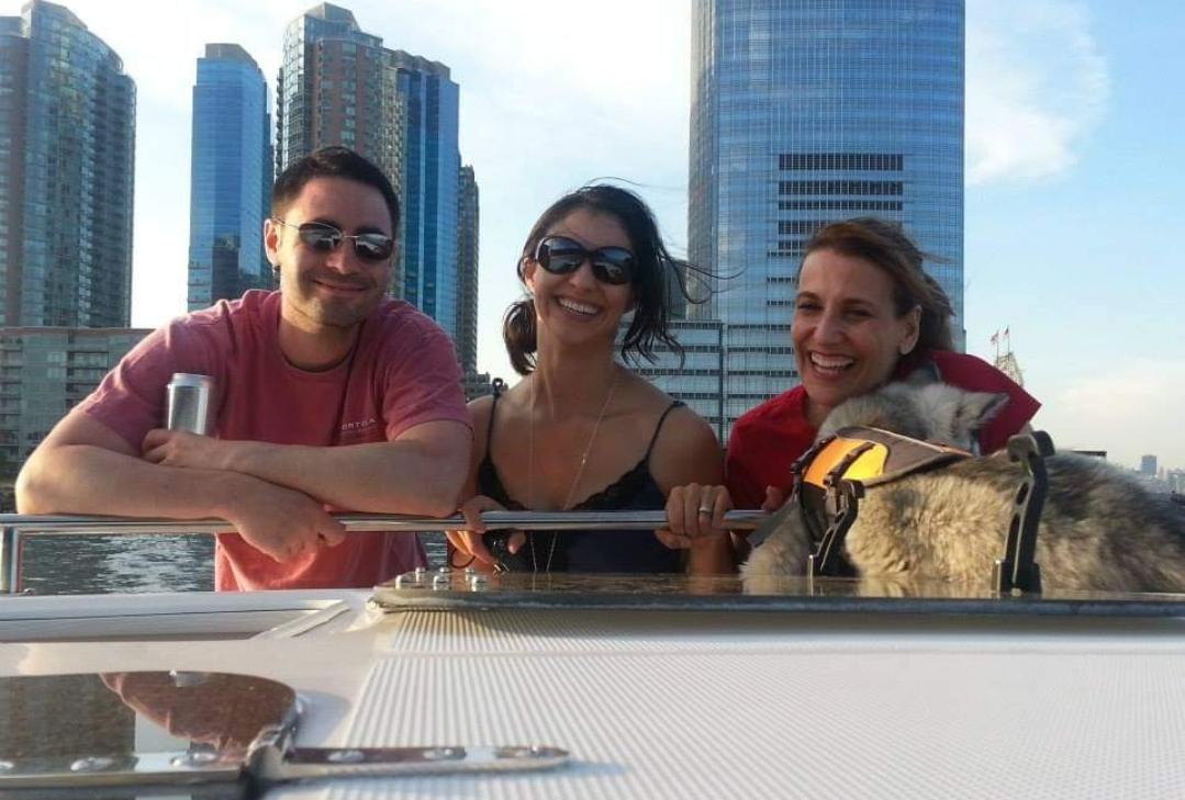 This picture is just one of many good times out on the boat in Jersey City. Justin (Nancy's son in law), Danna (Nancy's Daughter) and Beautiful Nancy. All big smiles from everyone.