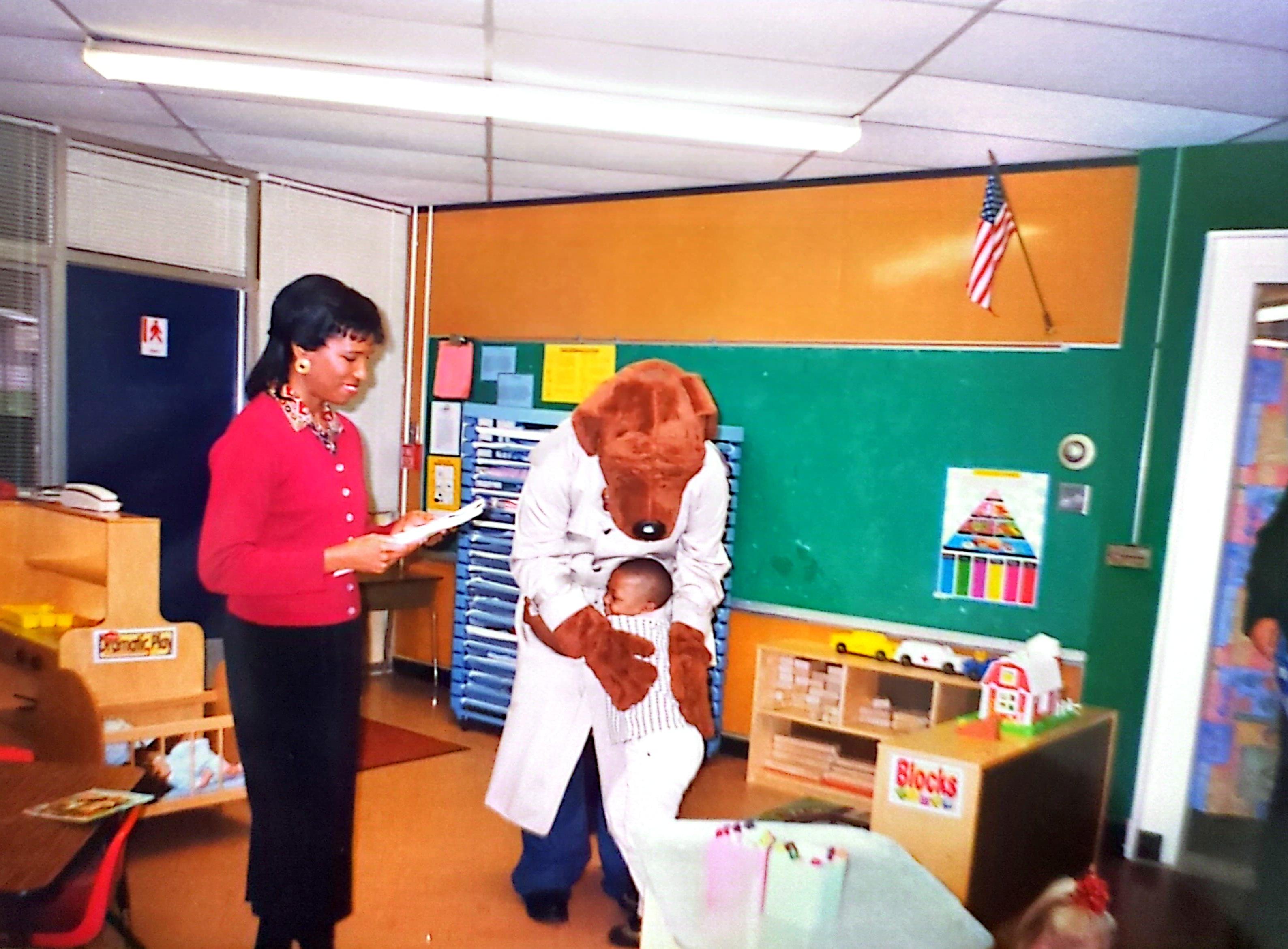 Handing out "McGruff & Me" books.