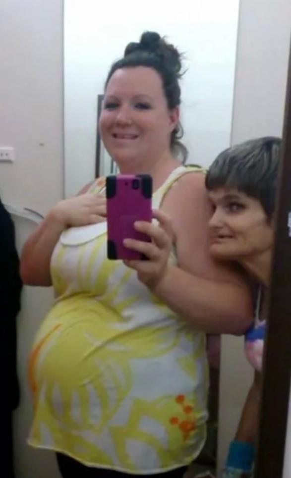 Lauren excited about Sandy having a baby in her tummy and she got to feel it move!