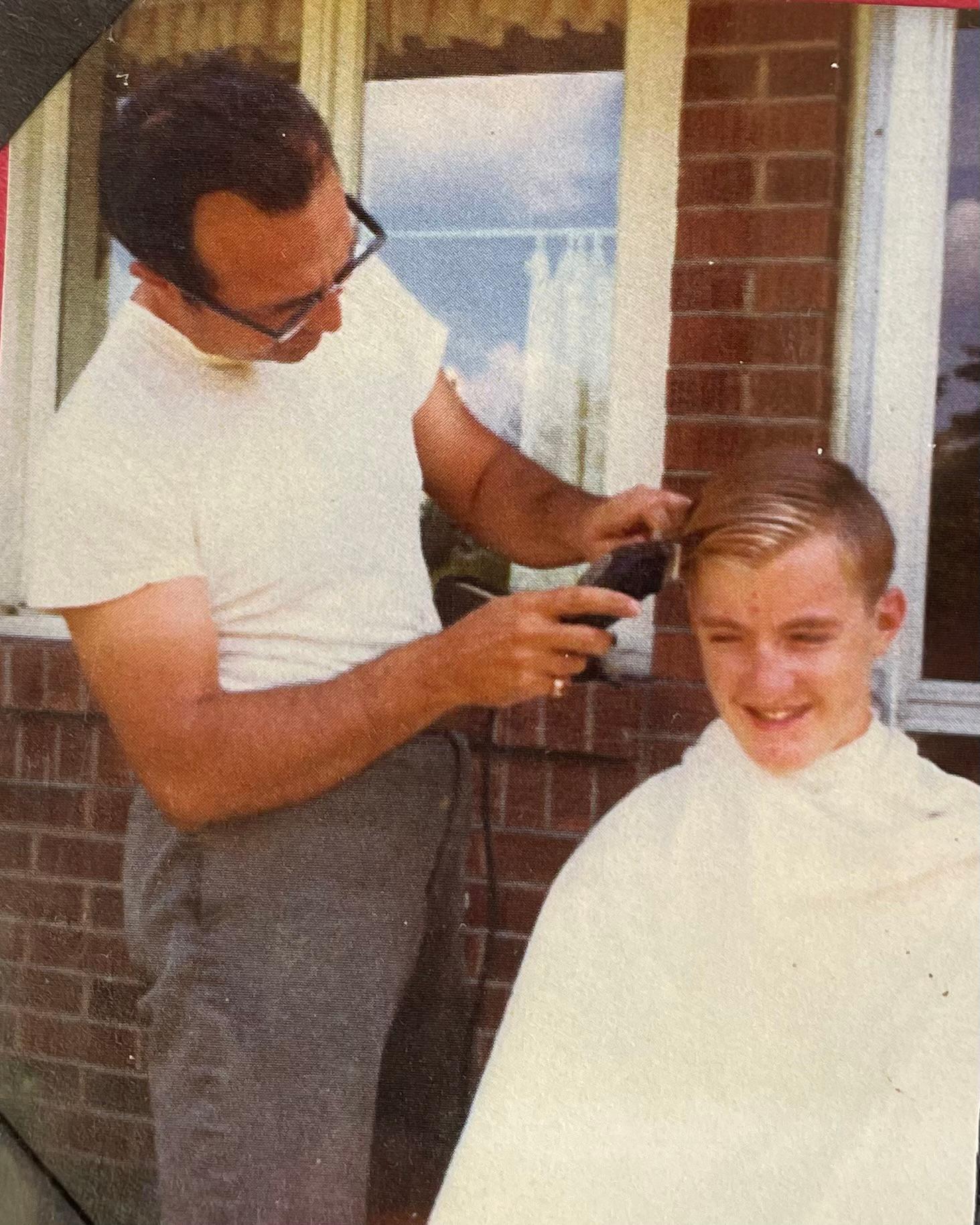 Haircuts on the back stoop
